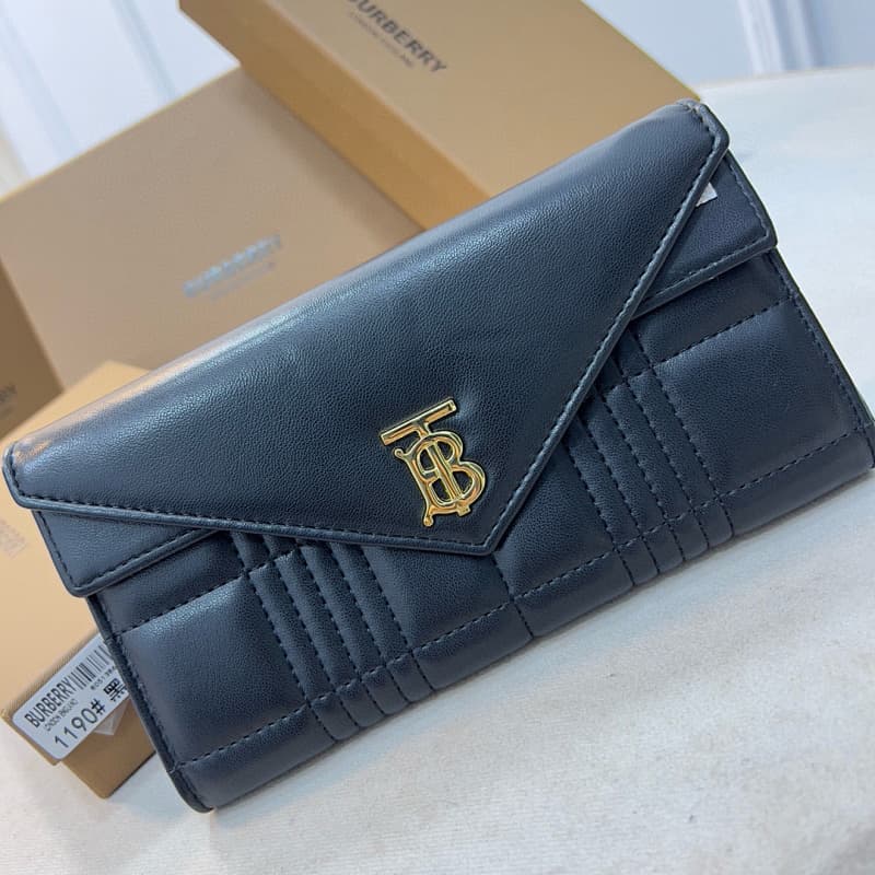 Burberry Long Wallet – Navy/Gold