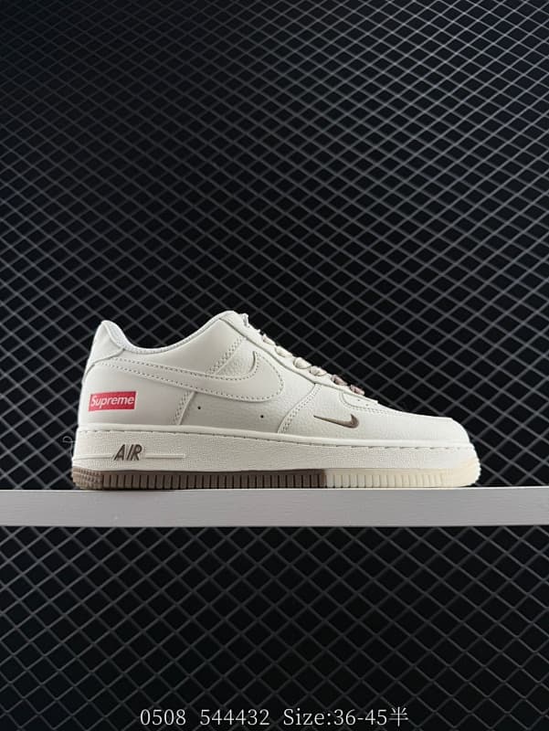 Supreme Air Force 1 Lifestyle Sneakers – Beige/Brown