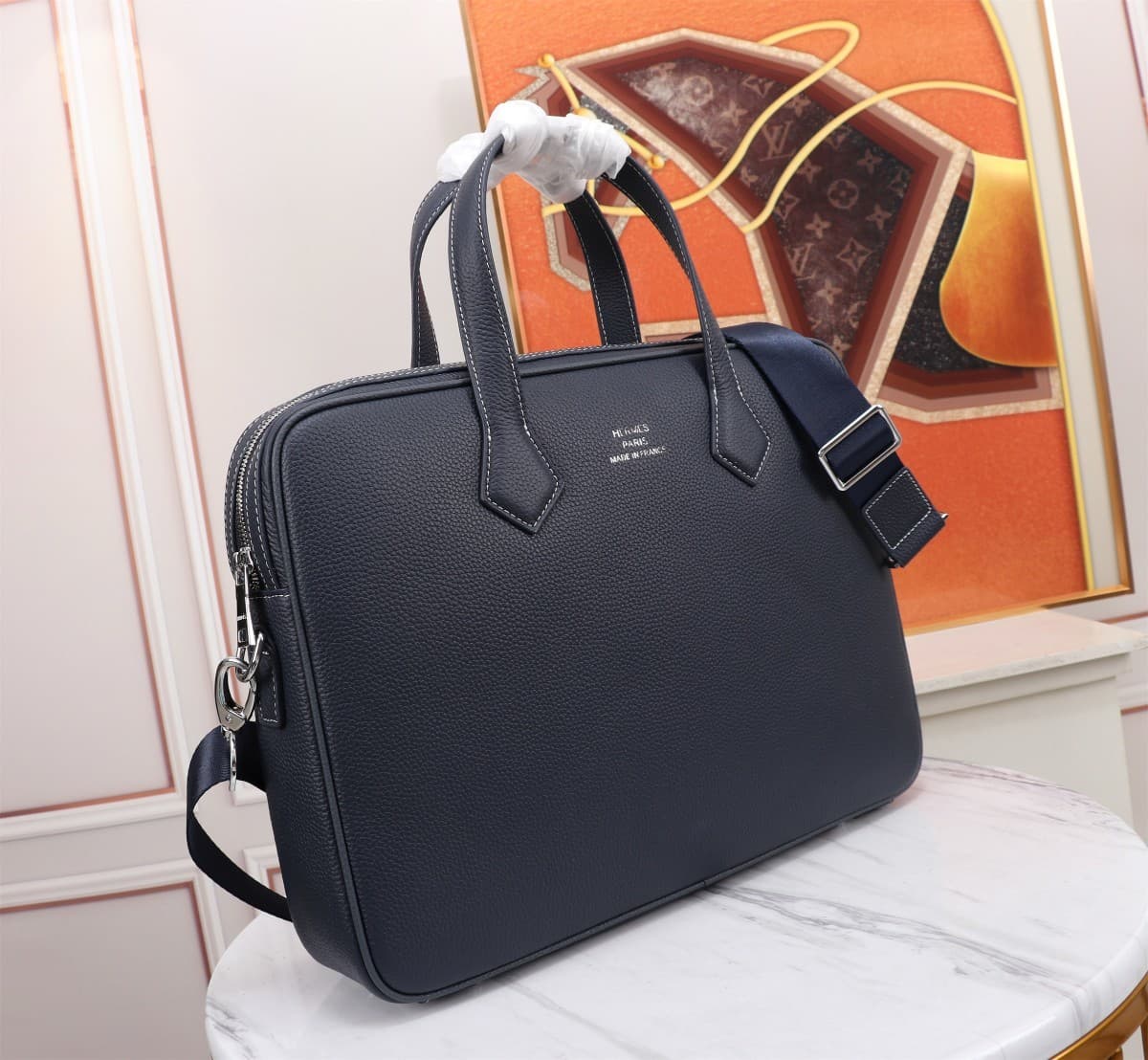 Hermès Handbags – Navy/White