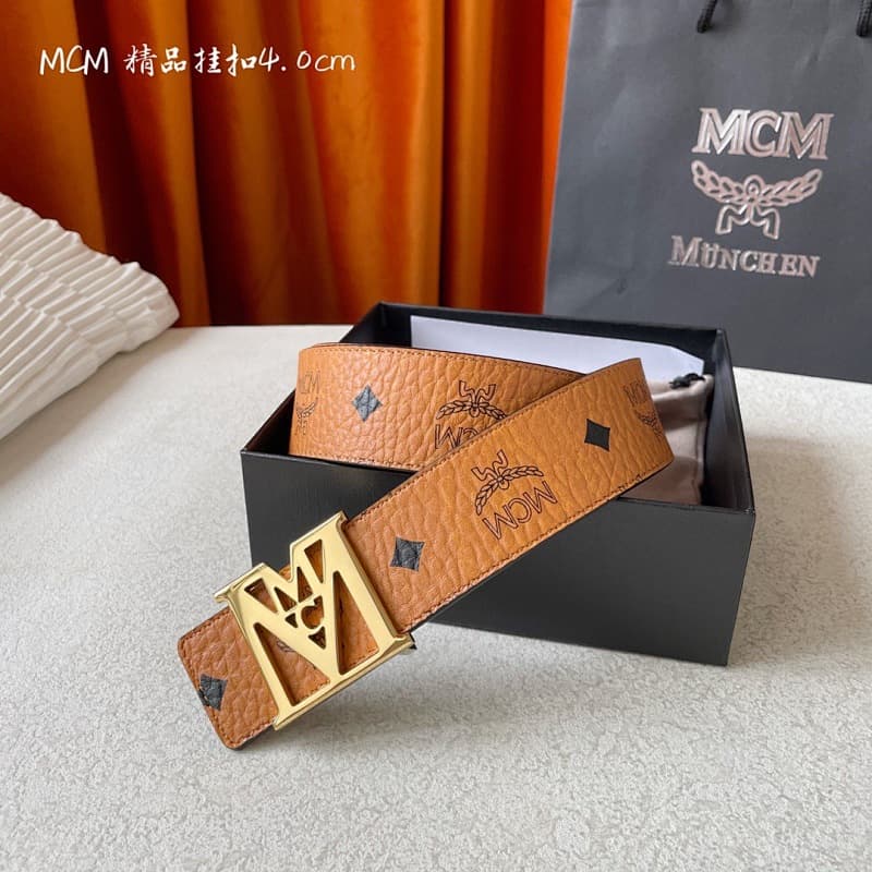 MCM Leather Belt – Brown/Gold