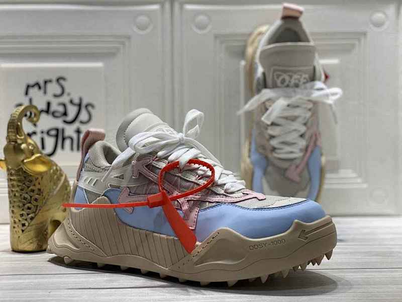 Off-White Industrial Chunky Sneakers – Beige/Blue