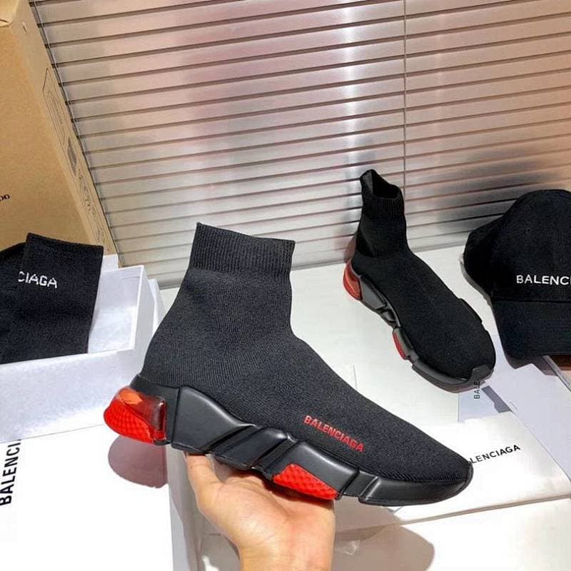 Balenciaga Speed Trainer Lifestyle Sneakers – Black/Red