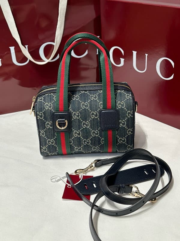 Gucci Boston Bag – Navy/Red