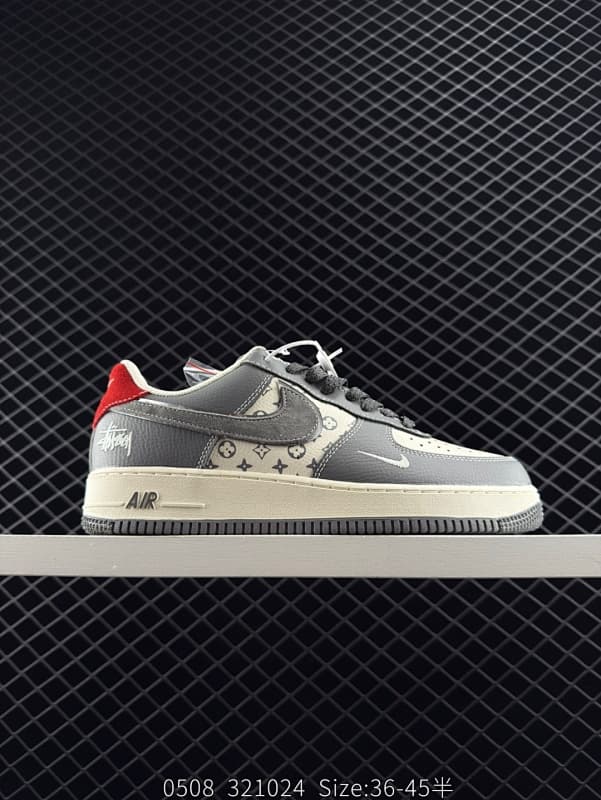Nike Air Force 1 Lifestyle Sneakers – Gray/Red