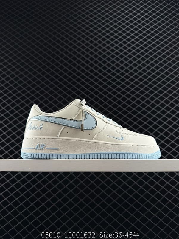Nike Air Force 1 Lifestyle Sneakers – Beige/Blue