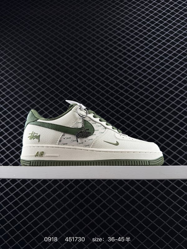 Nike Air Force 1 Lifestyle Sneakers – White/Green