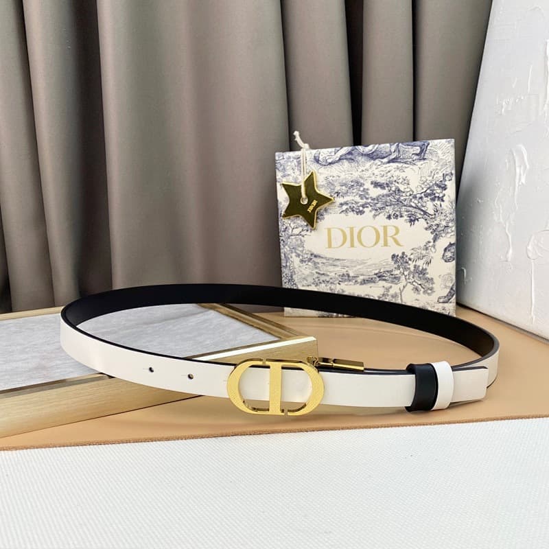 Dior Leather Belt – White/Gold