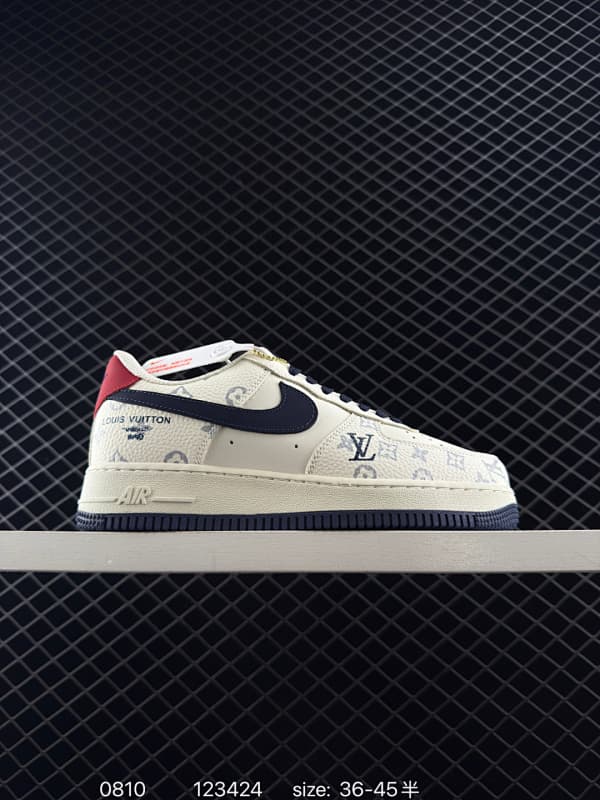 Louis Vuitton Air Force 1 Lifestyle Sneakers – Beige/Navy