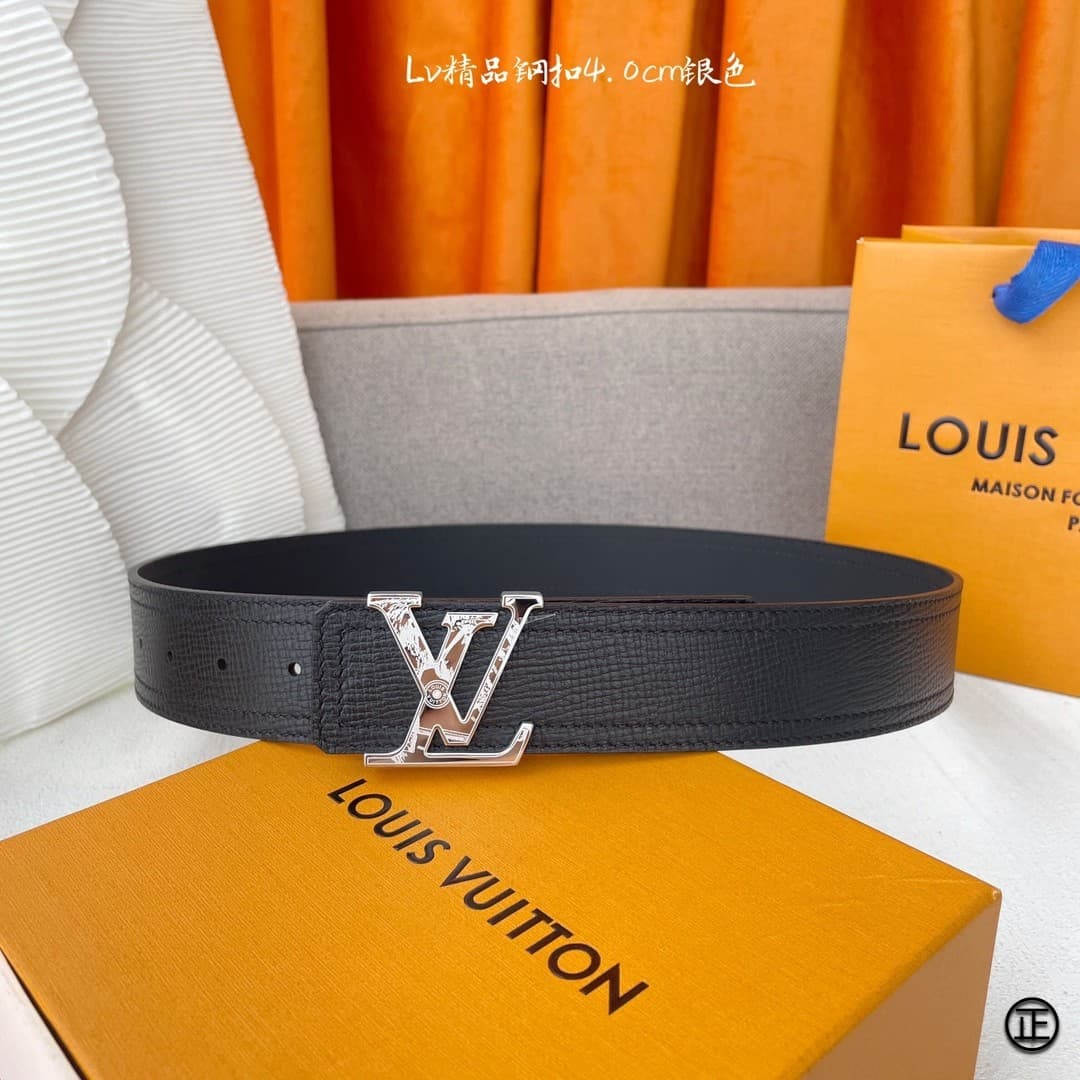 Louis Vuitton Leather Belt – Black/Silver