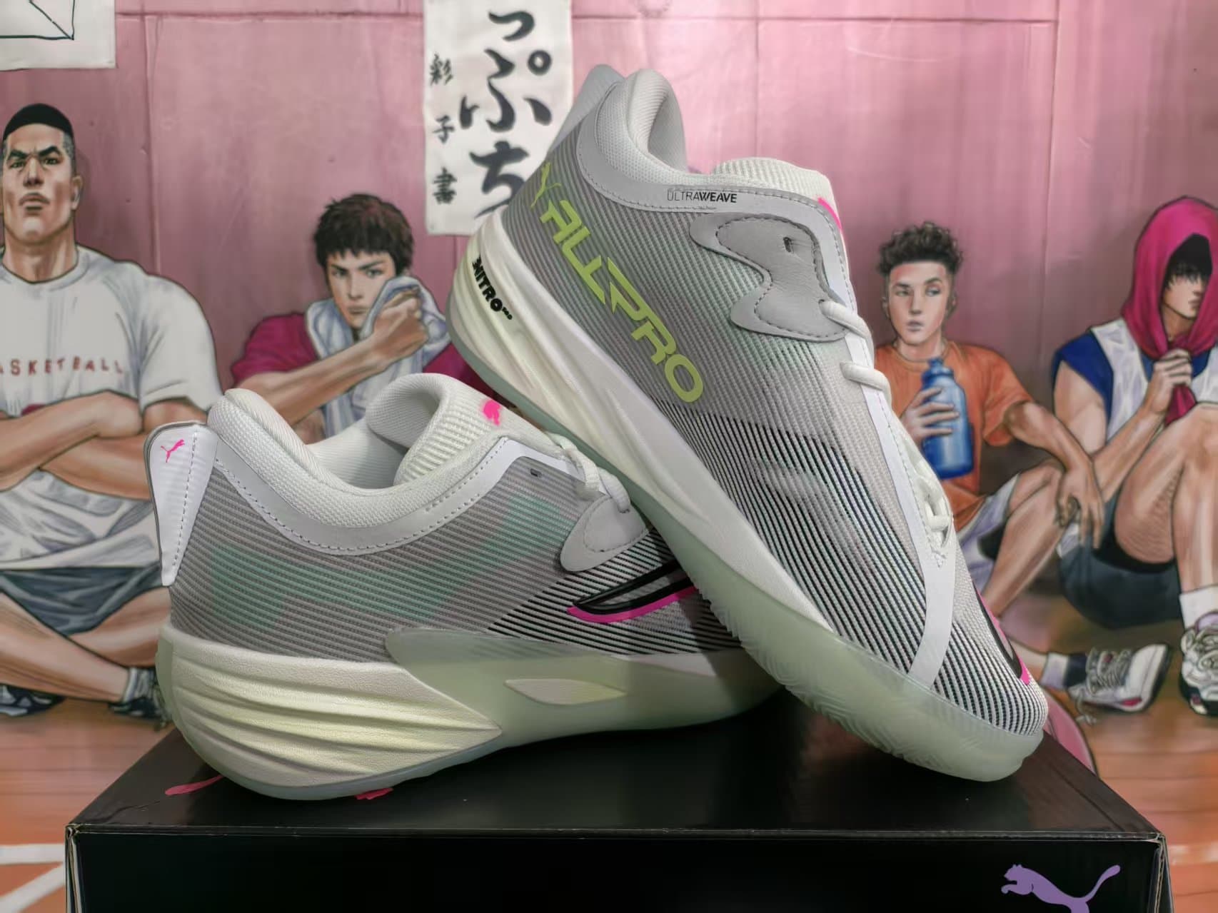 Puma All-Pro Basketball Shoes – Gray/Pink