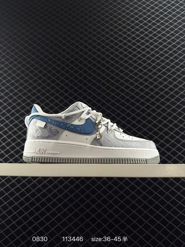 Nike Air Force 1 Lifestyle Sneakers – Gray/Blue