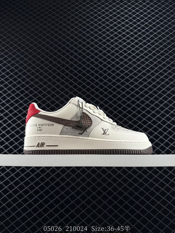 Louis Vuitton Air Force 1 Lifestyle Sneakers – Beige/Red