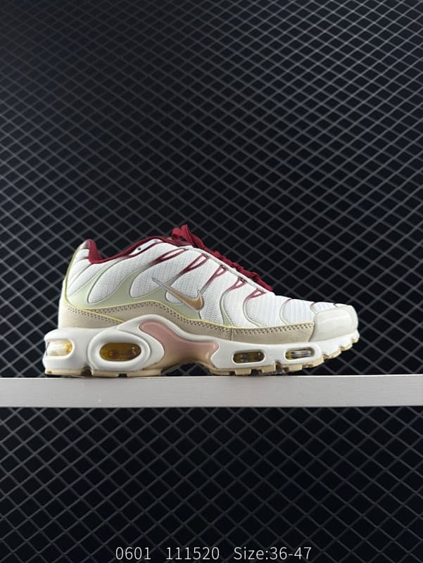 Nike Air Max Plus Lifestyle Sneakers – White/Burgundy