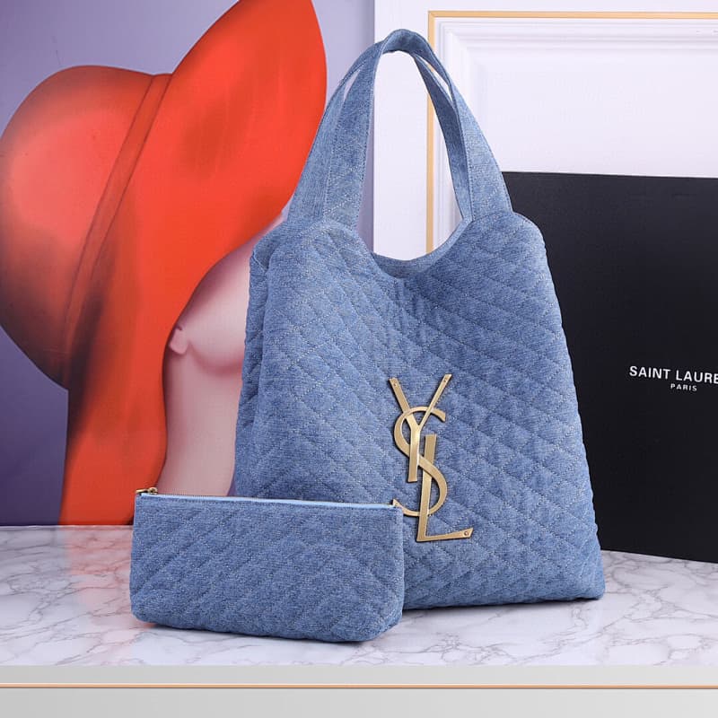 Saint Laurent Tote Bag – Blue/Gold