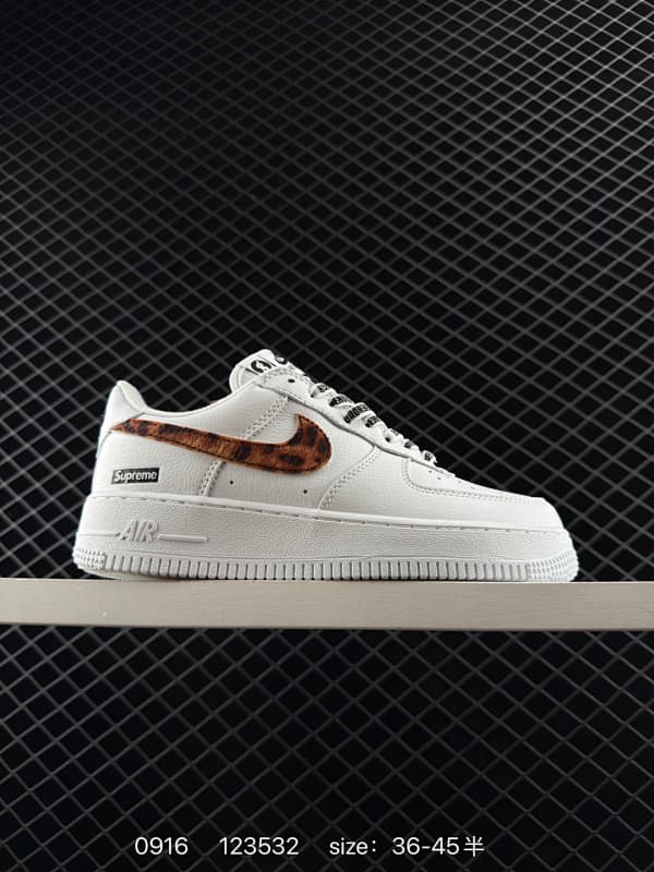 Supreme Air Force 1 Lifestyle Sneakers – White/Brown