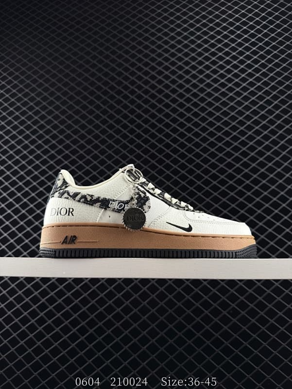 Dior Nike Air Force 1 x Dior Lifestyle Sneakers – White/Brown
