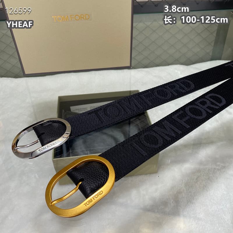 Tom Ford Leather Belt – Black/Gold