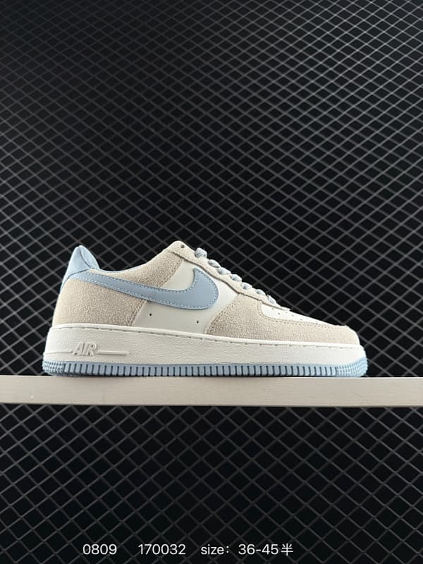 Nike Air Force 1 Lifestyle Sneakers – Beige/Blue