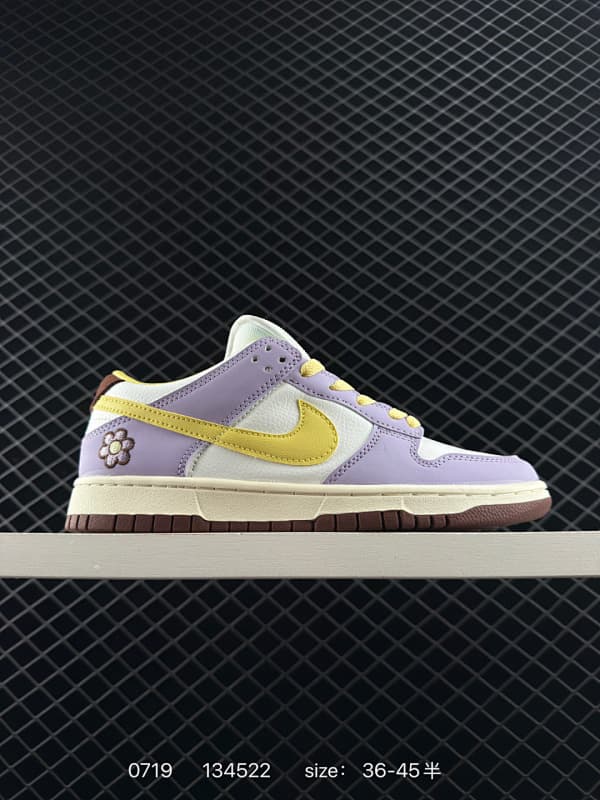 Nike Dunk Low Lifestyle Sneakers – Purple/Yellow