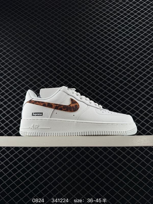 Supreme Air Force 1 Lifestyle Sneakers – White/Brown