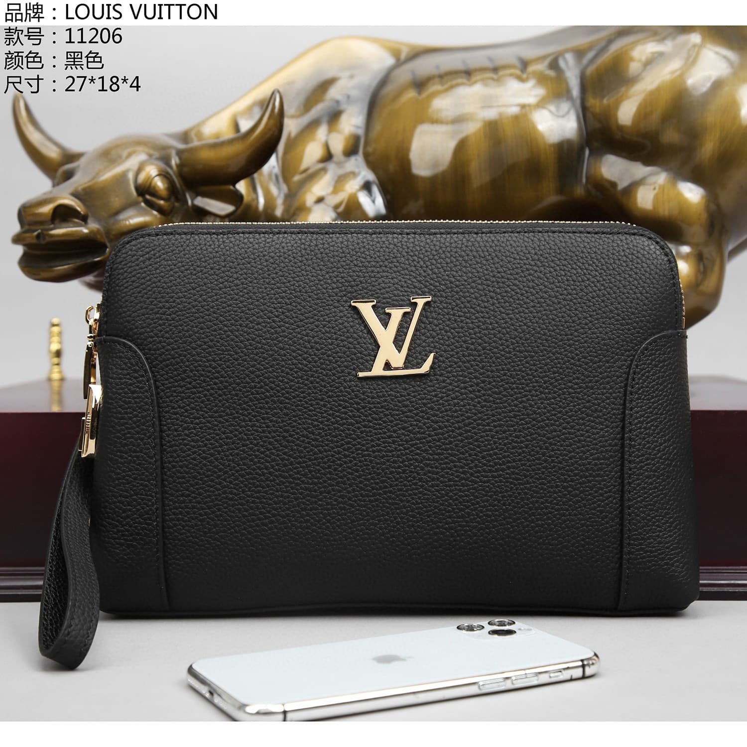 Louis Vuitton Wristlet – Black/Gold