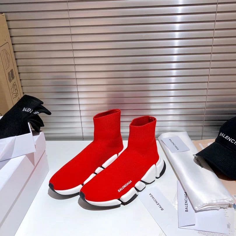Balenciaga Speed Trainer Lifestyle Sneakers – Red/White